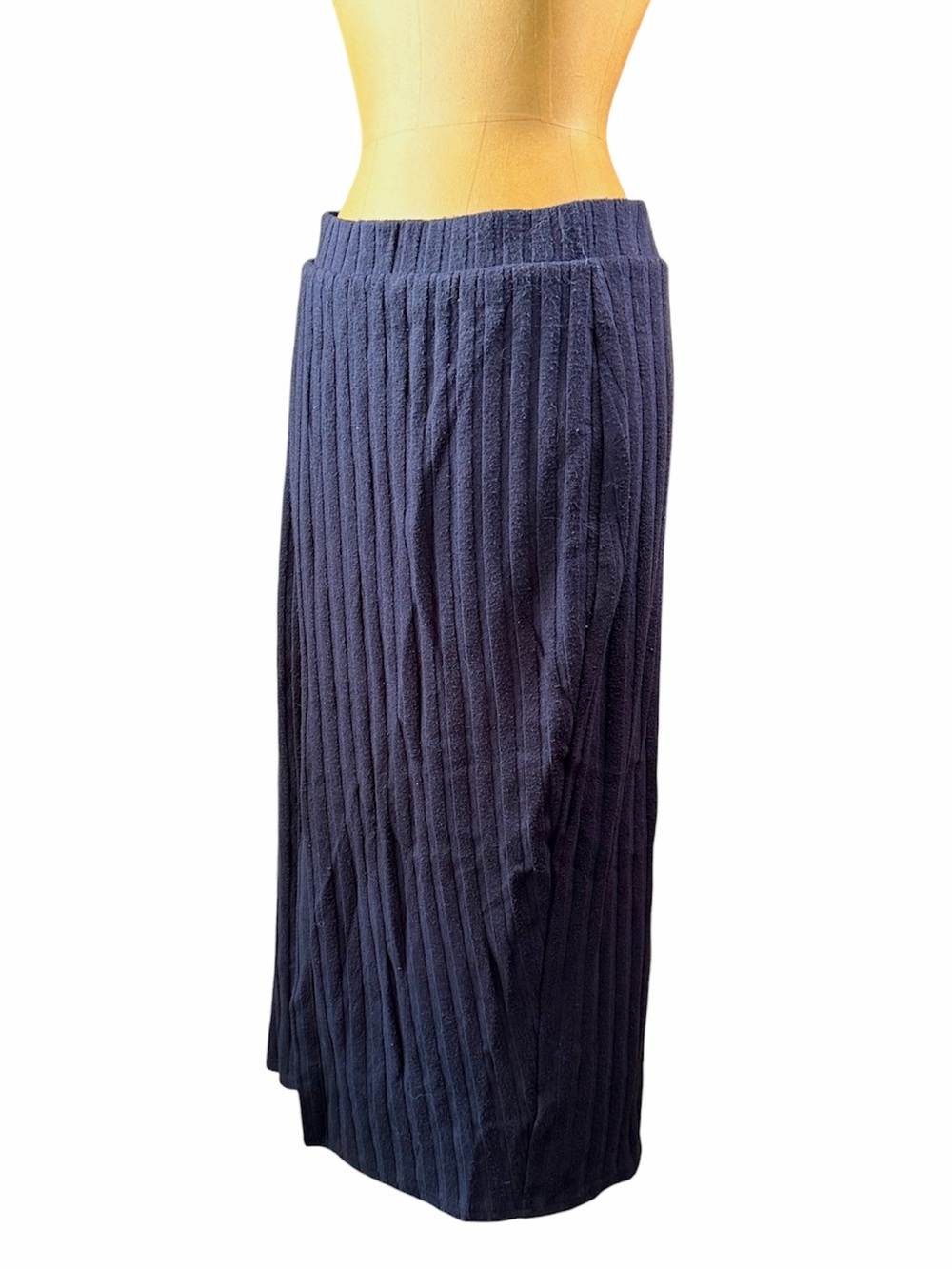 MAEVE Women's Navy Blue Ribbed Knit Maxi Skirt